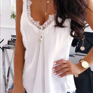White camisole with lace trim